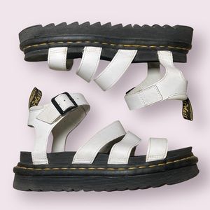 Dr.Martens Blaire White Leather Strapy Buckle  Platform Sandal Womens Size 8
